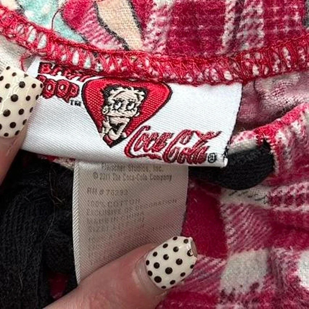 Vintage‎ Y2K Betty Boop Coca Cola Red White Plaid Loungwear Pants Women's Medium